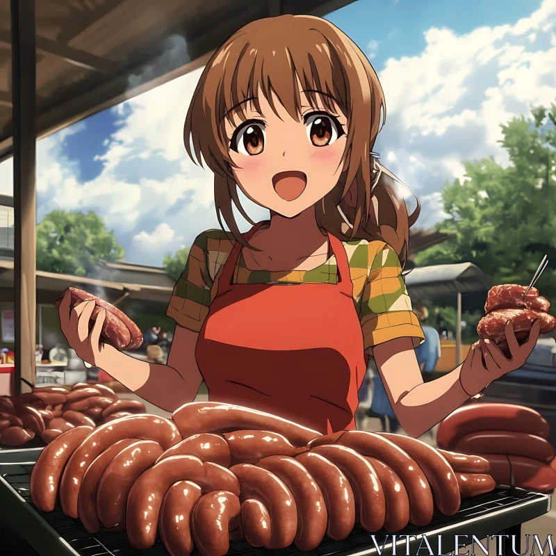 Anime Food Stall Scene AI Image