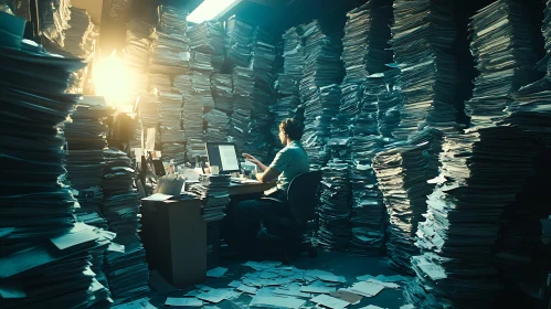 Data Overload Office Scene