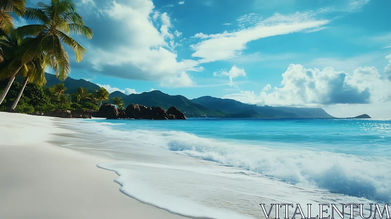 Tropical Paradise: Beach and Ocean View AI Image