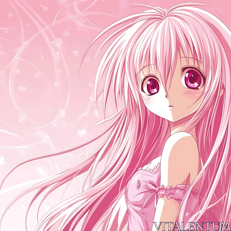 Pink-Haired Anime Character AI Image