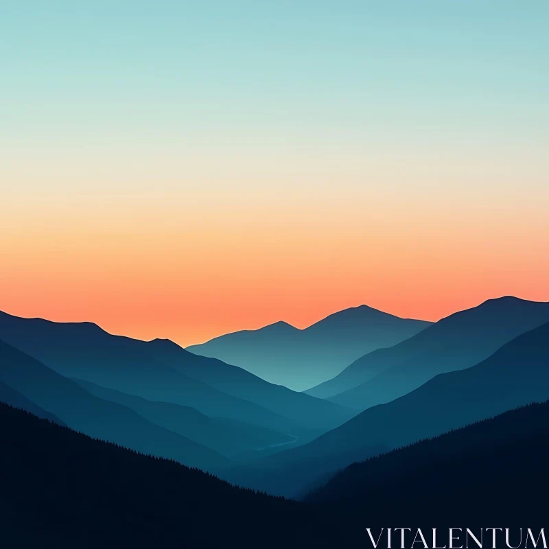 Peaceful Mountain Range at Sunset AI Image