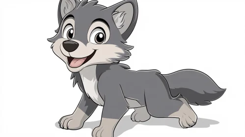 Adorable Wolf Pup Cartoon Image