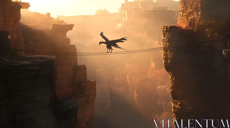 AI ART Canyon Bird on a Wire