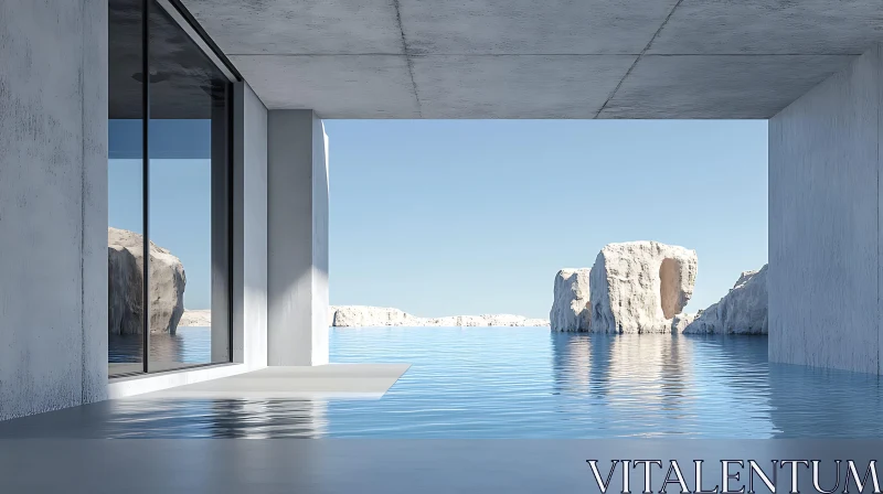 AI ART Contemporary Seascape View from Minimalist Architecture