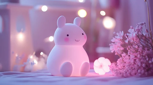 Pink Bunny Night Light Still Life