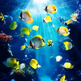 Underwater Marine Life with Yellow Fish