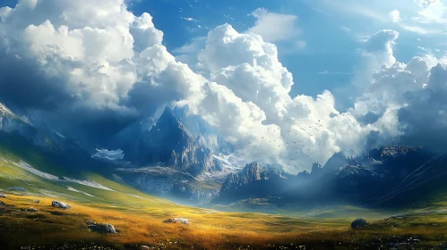 Scenic Mountain Landscape with Clouds