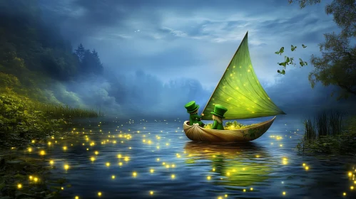 Enchanted Voyage: Leprechauns Under Starry Sails