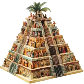 Miniature Figures Adorned Pyramid Replica