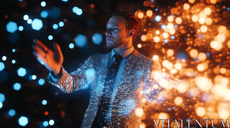 Futuristic Man with Glowing Particles AI Image