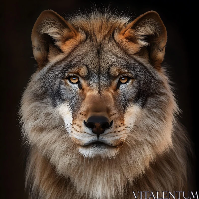 AI ART Detailed Wolf Face Close-Up