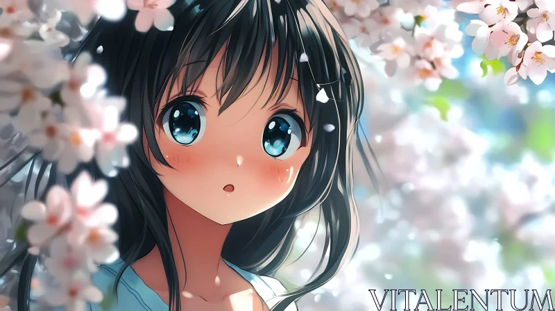 AI ART Anime Girl in Cherry Blossom Wonderland