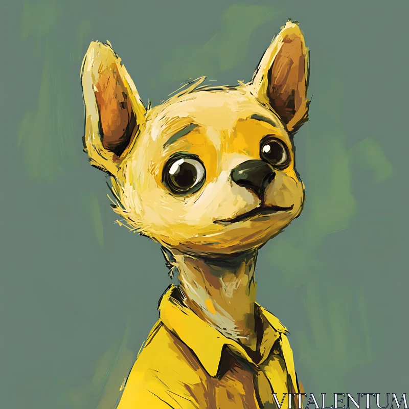 Expressive Cartoon Dog Portrait AI Image