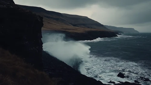 Coastal Scene with Crashing Waves