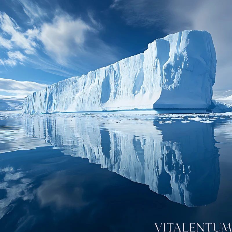 AI ART Frozen Giant: Iceberg Reflection in Antarctica