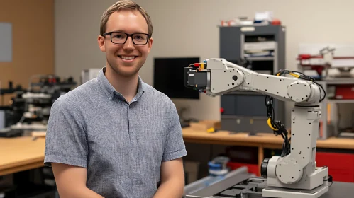 Portrait of a Man With Robot Arm