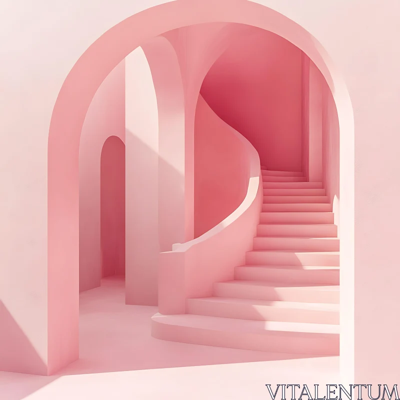 Modern Pink Architectural Interior AI Image