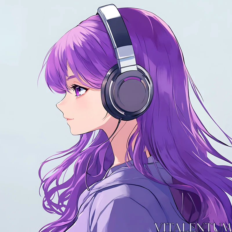 AI ART Profile of an Anime Girl with Headphones