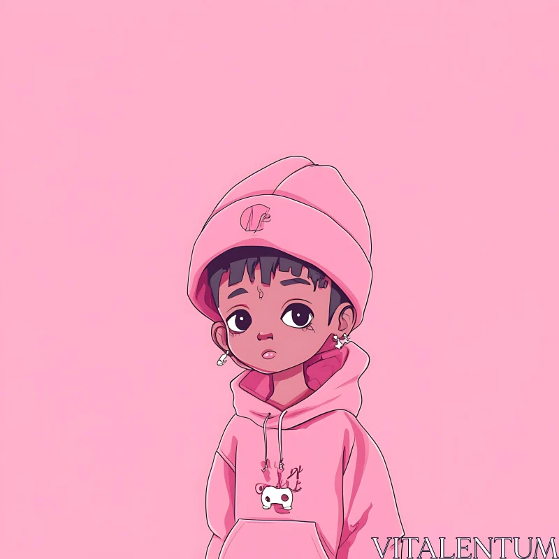 Anime Character in Pink Attire AI Image