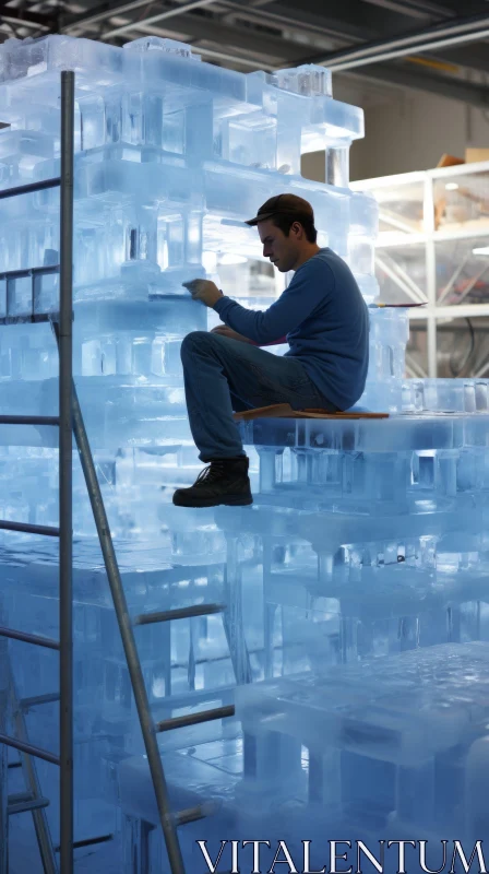 Artistic Fusion of Industrial Design and Ice Sculpture AI Image