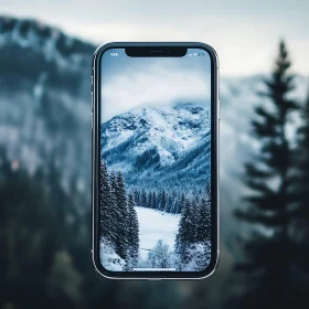 Winter Mountain Scene on Phone