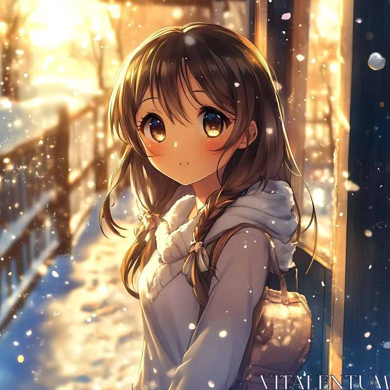 Snowy Anime Winter Illustration AI Image