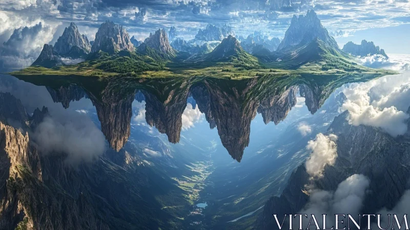 Upside Down Mountain Reflection AI Image