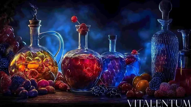 Bottled Berries Still Life AI Image