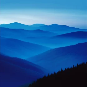 Misty Blue Mountain Range