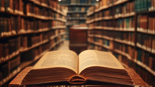 Open Book in a Majestic Library