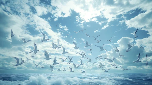 Birds Flying Above the Sea