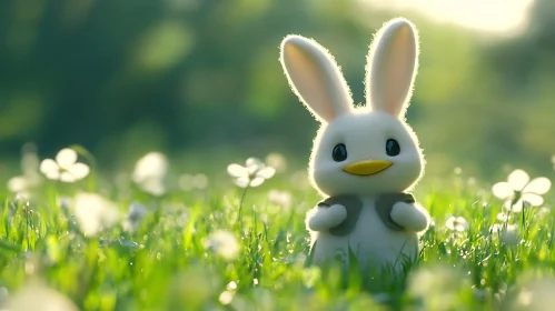 Dreamy Bunny Portrait in Spring Meadow