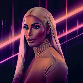 Kim Kardashian Neon Pop Art Portrait