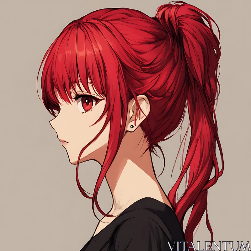 AI ART Captivating Anime Female with Red Ponytail