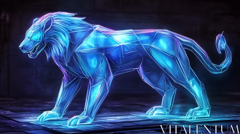 AI ART Futuristic Geometric Neon Lion