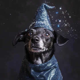 Magical Canine in Wizard Costume