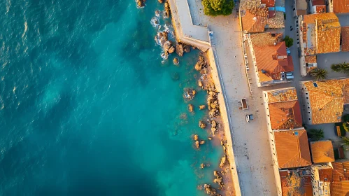 Coastal Aerial View with Terracotta Roofs