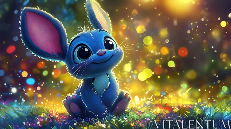 Whimsical Bunny with Fairy Lights AI Image