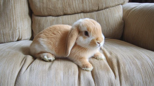 Restful Rabbit on Neutral Sofa