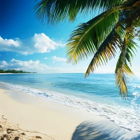 Seascape with Palm Trees and Blue Sky