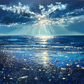 Ocean View with Sunlight Rays