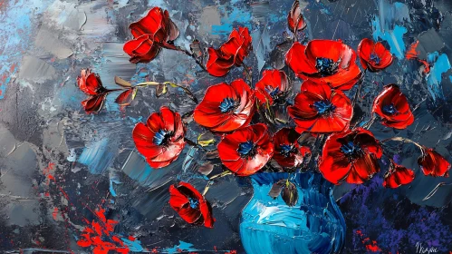 Floral Still Life with Red Flowers