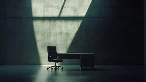 Empty Office Space with Desk and Chair