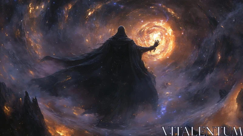 Mystic Figure Controlling a Galaxy AI Image