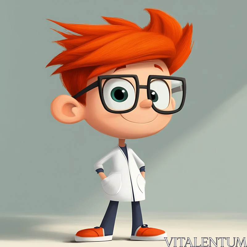 Animated Boy Scientist with Glasses AI Image