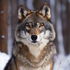 Wolf Portrait with Intense Gaze