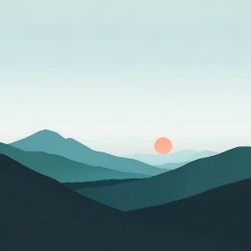 Peaceful Mountain Sunset Illustration