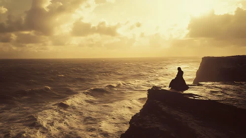 Cliffside Silhouette at Sunset