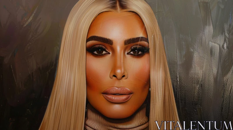 AI ART Detailed Kim Kardashian Portrait with Stunning Makeup