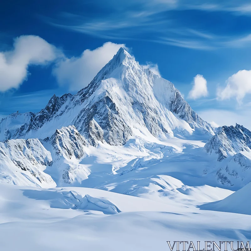 AI ART Winter Mountain Landscape with Snow